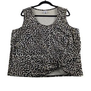 Cabi Knotty Hem Leopard Animal Print Tank Top Womens XXL Sleeveless Style 5759